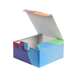 13,5x13,5x6,5 cm Caixa Com Padrão Azul Borgonha Laranja