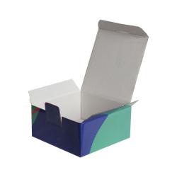 Caixa Com Padrão 13,5x13,5x6,5 cm Azul-marinho Laranja Verde